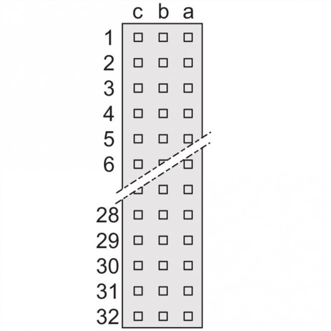 Connecteur de type C, EN 60603, DIN 41612, mâle, 96 contacts, broches à souder, 3mm 