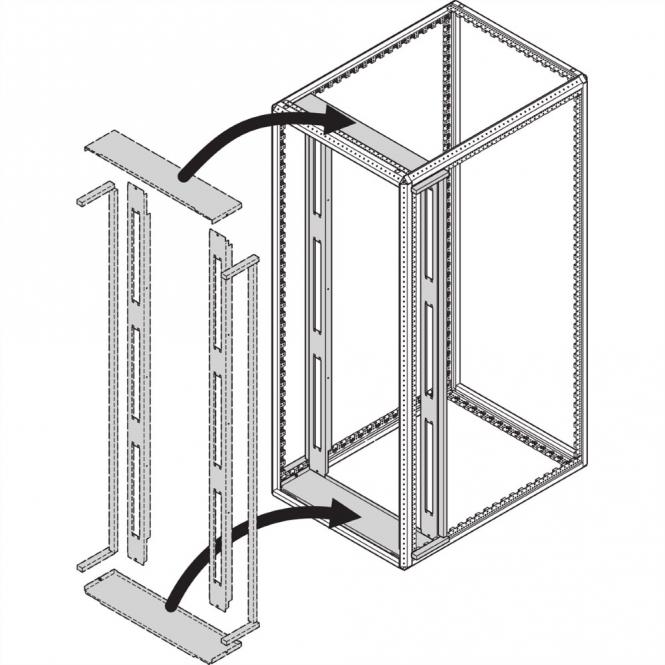 Cache de séparation d'air, kit de panneau avant, pour largeur d'armoire 800mm, avec découpes latérales pour passage de câbles 