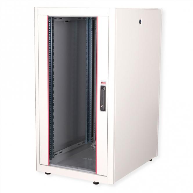 19-Zoll Netzwerkschrank Basic 22 HE, 600x800 BxT Glastür grau 