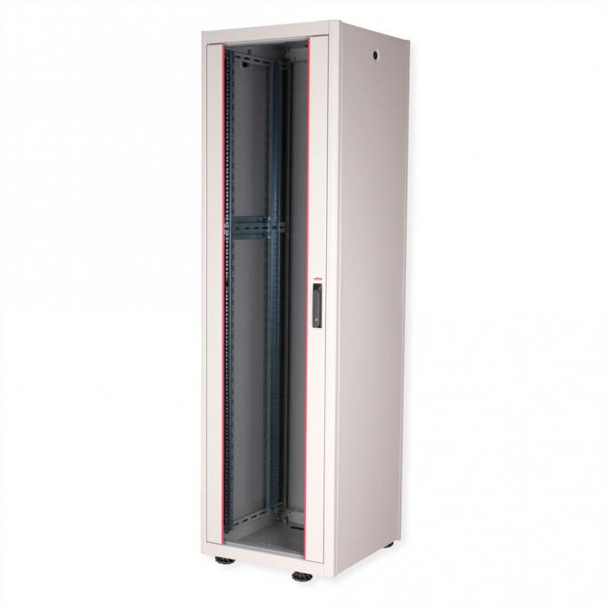 19-Zoll Netzwerkschrank Basic 42 HE, 600x600 BxT Glastür grau 