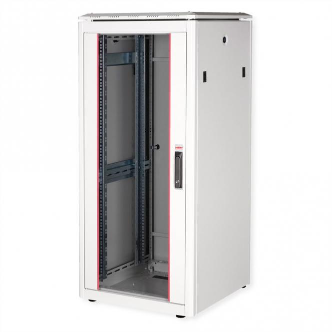 19-Zoll Netzwerkschrank Pro 26 HE, 600x600 BxT Glastür grau 