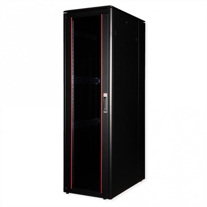 19-Zoll Netzwerkschrank Pro 42 HE, 600x1000 BxT Glastür schwarz 