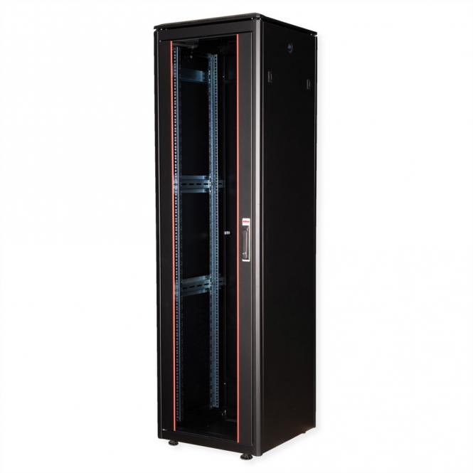 19-Zoll Netzwerkschrank Pro 42 HE, 600x600 BxT Glastür schwarz 