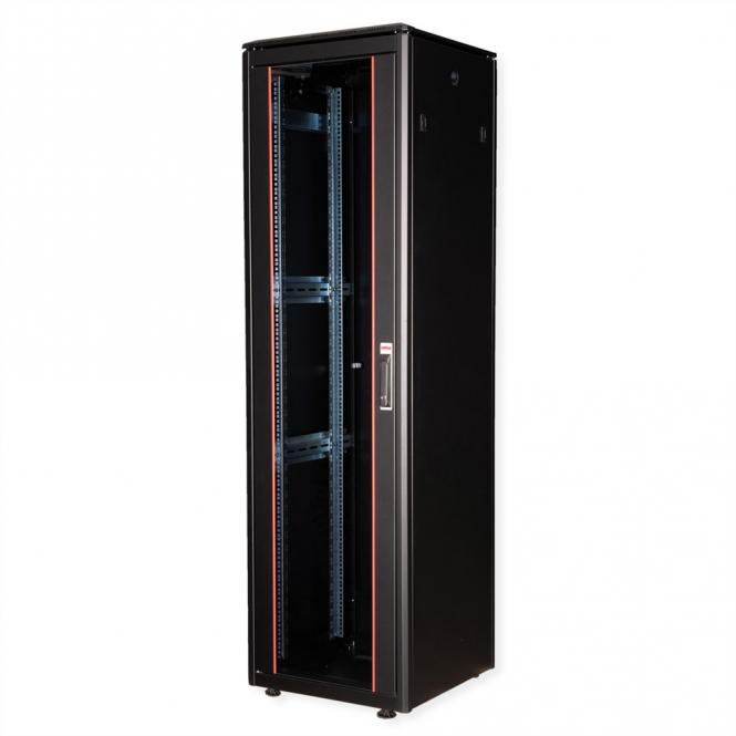 19-Zoll Netzwerkschrank Pro 47 HE, 600x600 BxT Glastür schwarz 
