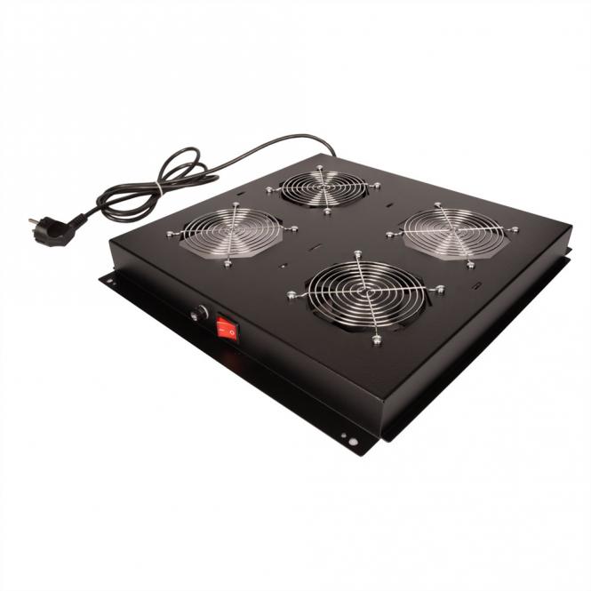 19-Zoll Dachlüftereinheit 2 Lüfter, ON/OFF schwarz 