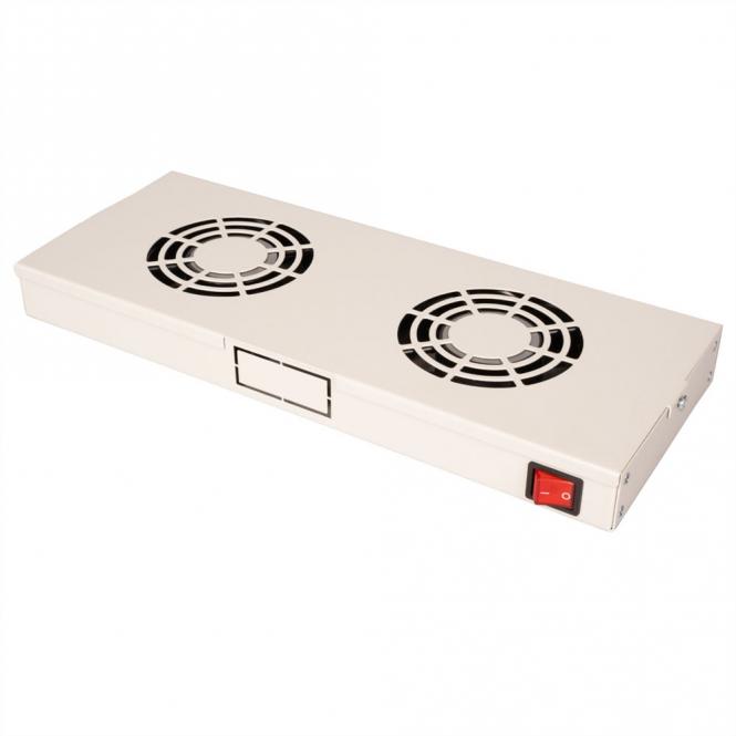 19-Zoll Lüftereinheit 2 Lüfter, ON/OFF grau 