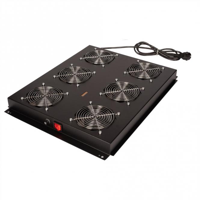 19-pouces Unité de ventilation de toit, 6 ventilateurs, ON/OFF, pour baie serveur par serie, noir 