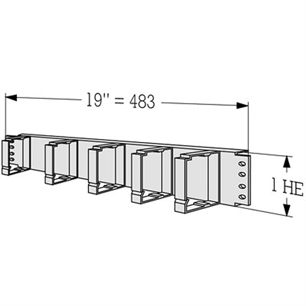19-Zoll-Kabelführung, 1 HE mit 5 Kabelösen, Kunststoff, grau 