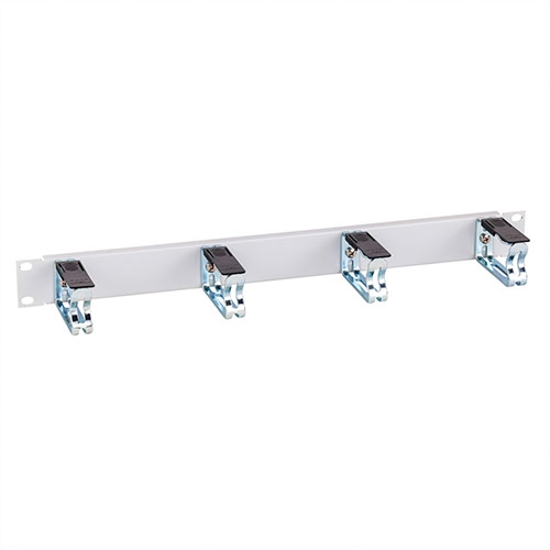 19-Zoll-Kabelführung, 1 HE, mit 4 Kabelösen, Metall 