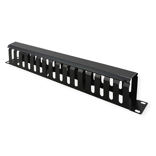 19-Zoll-Frontplatte, 1 HE, mit Rangierkanal 40 x 80mm | RAL 9005 (schwarz)