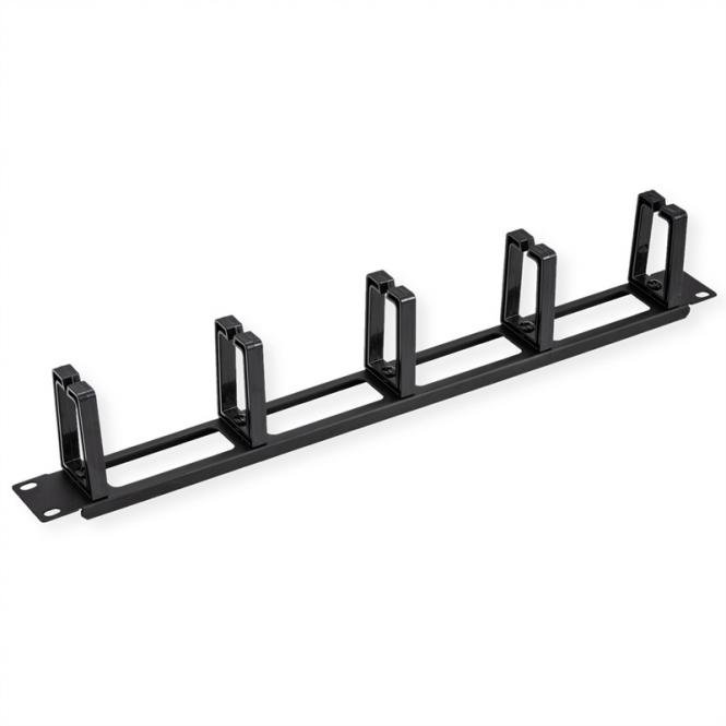 19-Zoll-Frontplatte, 5 Kabelösen Typ C, Kabeldurchführung, RAL 9005 Tiefschwar 