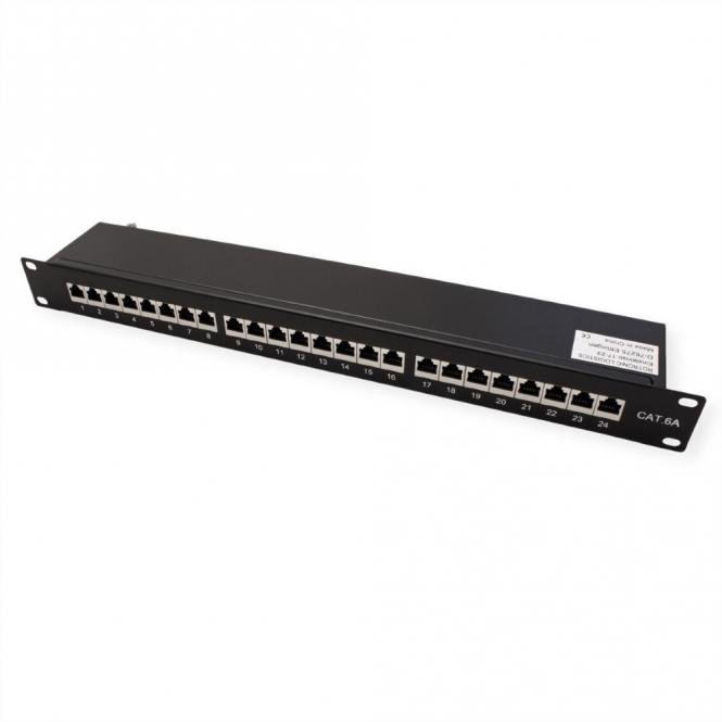 Kat.6A (Class EA) 19-Zoll-Patchpanel, 24 P, geschirmt, schwarz 