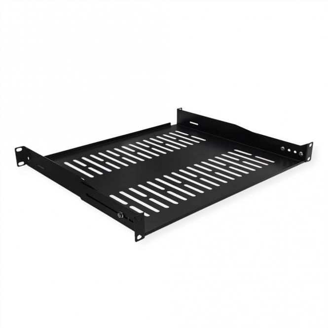 19-Zoll-Geräteträger 1 HE, T: 400mm, max. 25kg, U-Form, schwarz 