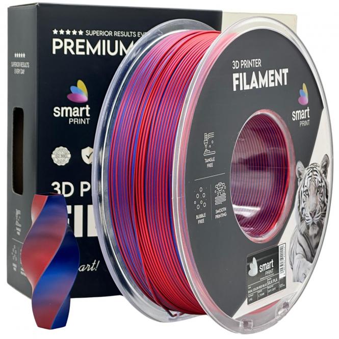 PLA Silk bicolore rouge-bleu, Smart Print, 186°C, 300°C 
