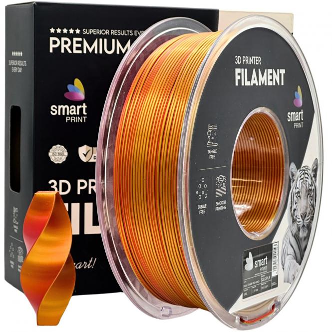 PLA Silk bicolore rouge-or, Smart Print, 186°C, 116°C 