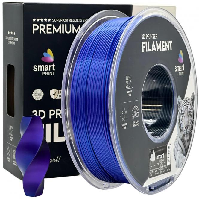 PLA Silk tricolore (bleu, violet, noir), Smart Print, 300 C, 2592 C, Black C 