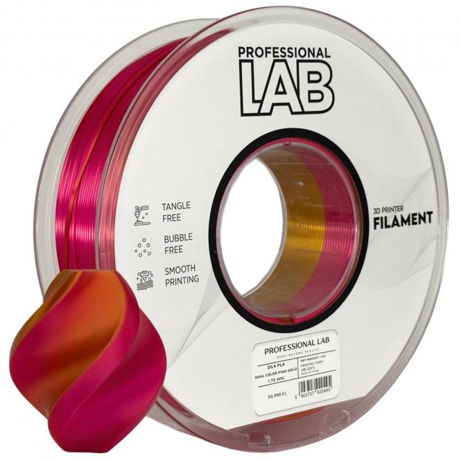 PLA Silk bicolore rose et or, Prof. Lab, 205°C, 116°C 