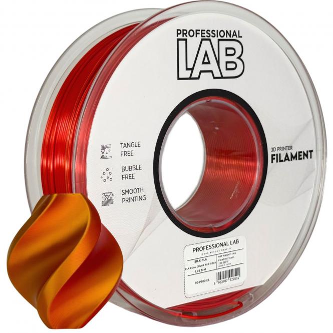 PLA Silk bicolore rouge-or, Prof. Lab, 186°C, 116°C 