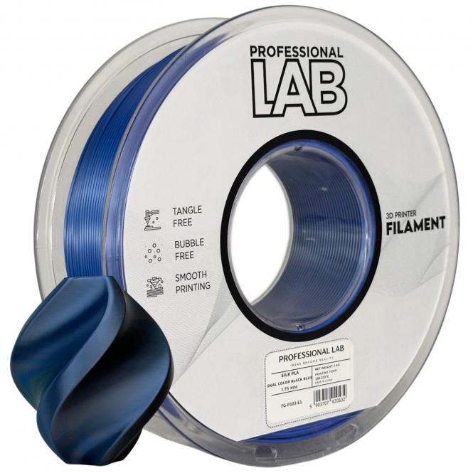 PLA Silk bicolore noir-bleu, Prof. Lab, Noir C, 300 C 