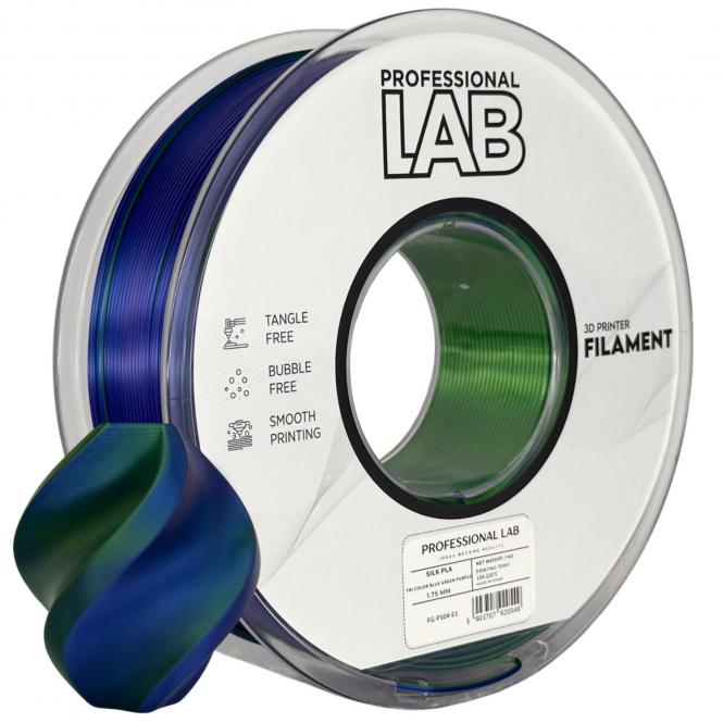 PLA Silk tricolore (bleu, vert, violet), Prof. Lab, 300 C, 354 C, 2592 C 