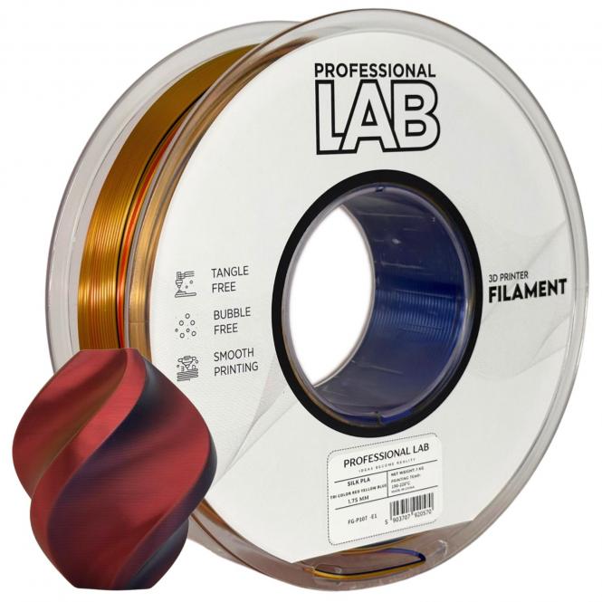 PLA Silk tricolore (rouge, jaune, bleu), Prof. Lab, 186°C, 109°C, 300°C 