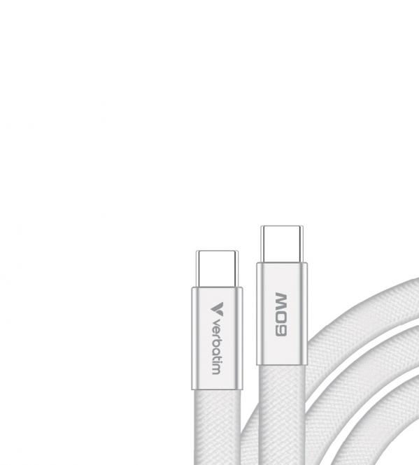 Câble Sync + Charge SoftTouch 60W, USB-C vers USB-C, 120cm, blanc 