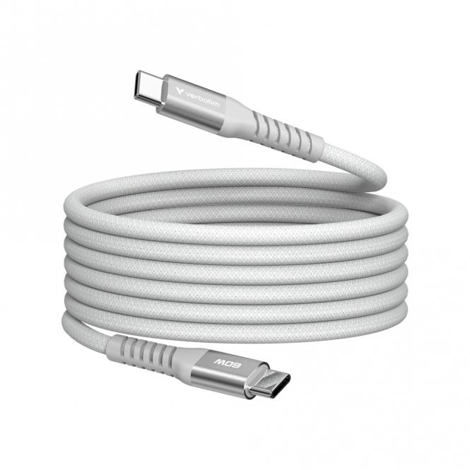 Câble magnétique de synchronisation et de recharge - 60W, USB-C vers USB-C, 120cm, gris 