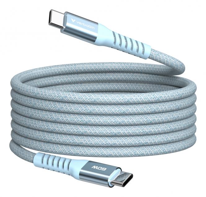 Câble magnétique de synchronisation et de recharge - 60W, USB-C vers USB-C, 120cm, bleu 