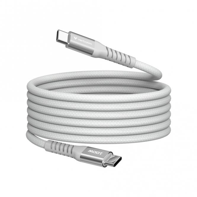 Câble magnétique de synchronisation et de recharge - 100W, USB-C vers USB-C, 120cm, gris 