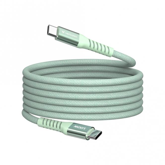 Câble magnétique de synchronisation et de recharge - 100W, USB-C vers USB-C, 120cm, vert 