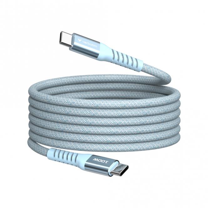Câble magnétique de synchronisation et de recharge - 100W, USB-C vers USB-C, 120cm, bleu 