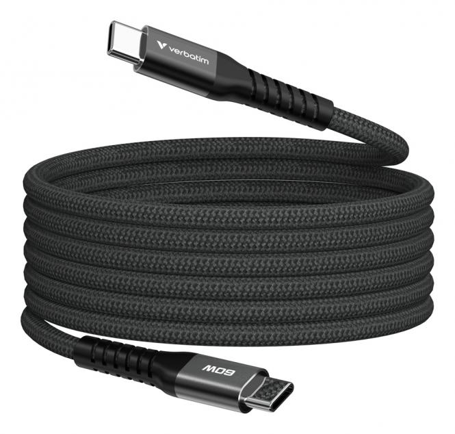 Câble magnétique de synchronisation et de recharge - 60W, USB-C vers USB-C, 120cm, noir 