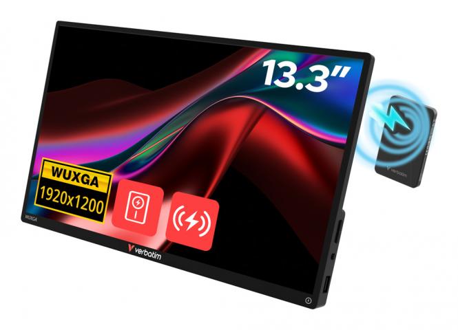 Tragbarer Touchscreen-Monitor mit 13,3 Zoll und WUXGA-Auflösung + kabellose Stromversorgung 
