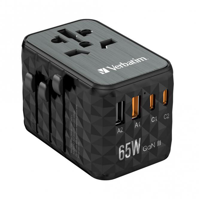 Adaptateur de voyage universel UTA-05 65W GaN III avec 2 ports USB-C PD + QC 4+ et 2 ports USB-A 