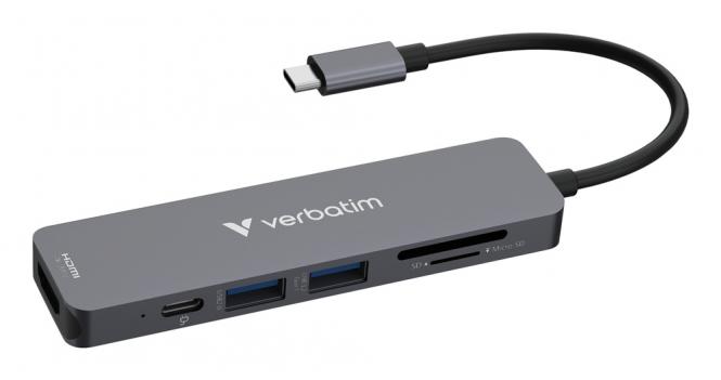 USB-C Essentials Multiport-Hub mit 6 Anschlüssen: HDMI, USB-C PD, USB-A 3.2 Gen 1, USB-A, SD + microSD 