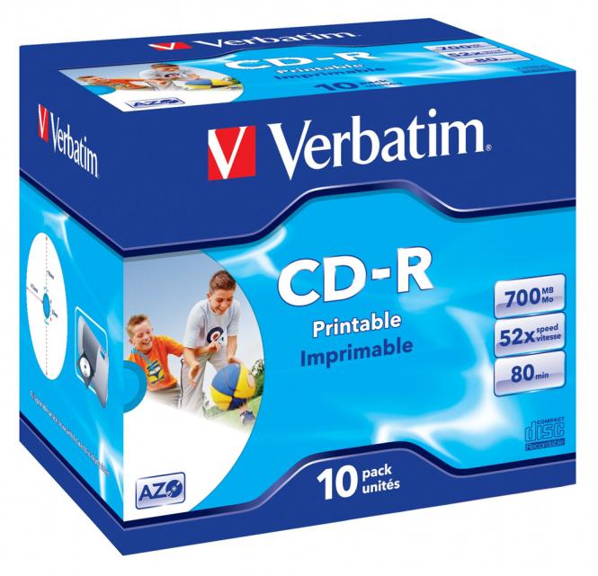 CD-R AZO Wide, imprimables au jet d'encre, 700 Mo, 52x, lot de 10 pièces 