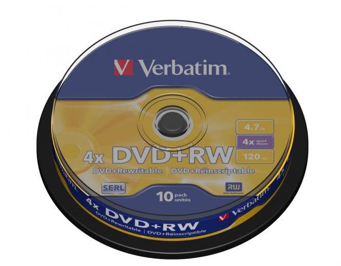 DVD+RW argent mat 4,7 Go, lot de 10 