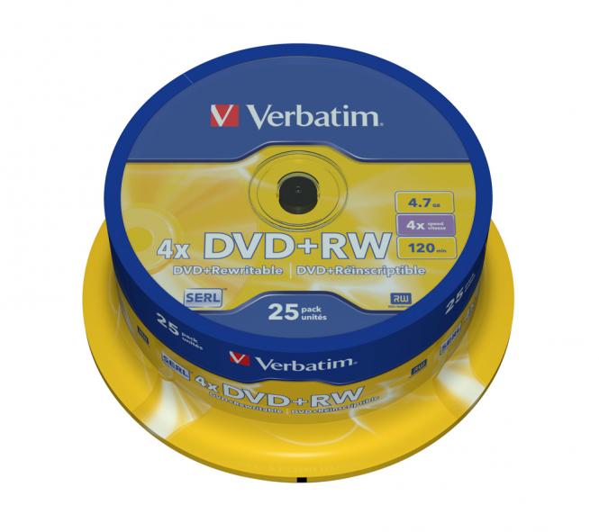 DVD+RW argent mat 4,7 Go, lot de 25 pièces 