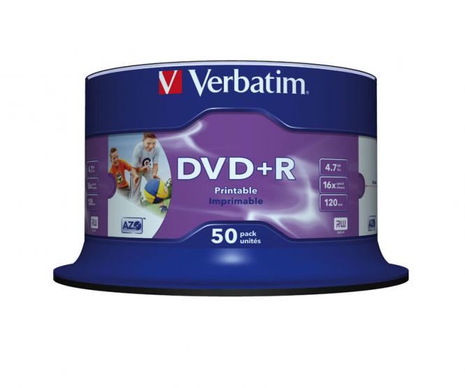 DVD+R Wide, imprimables au jet d'encre, sans marque, 4,7 Go, lot de 50 pièces 