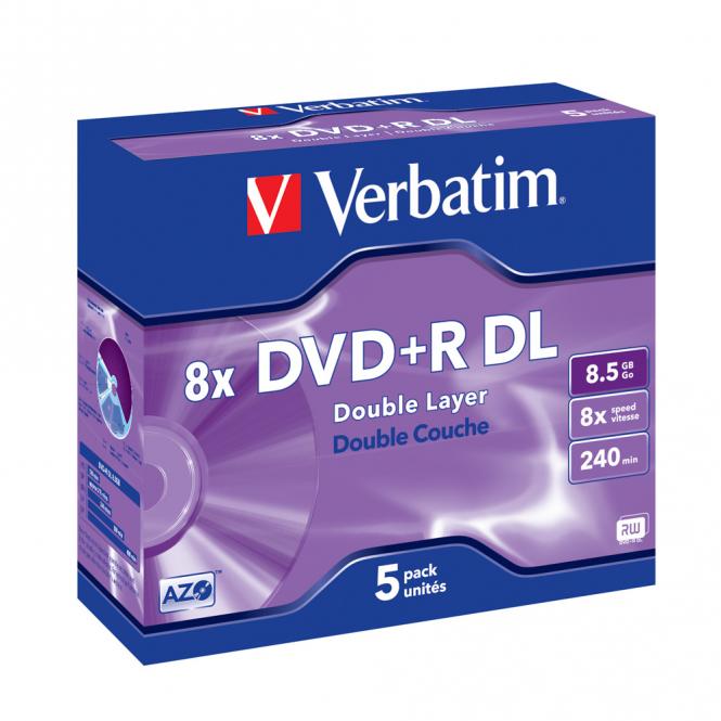 DVD+R double couche, argent mat, 8x, lot de 5 