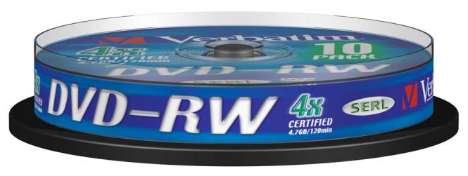DVD-RW argent mat 4x, lot de 10 