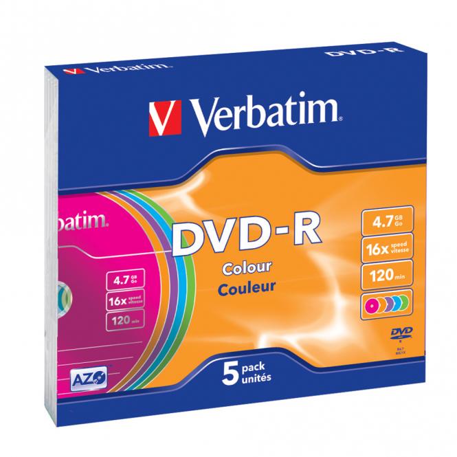 DVD-R couleur 4,7 Go, lot de 5 pièces 