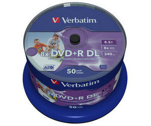 DVD+R double couche, format large, imprimable à jet d'encre, 8x 