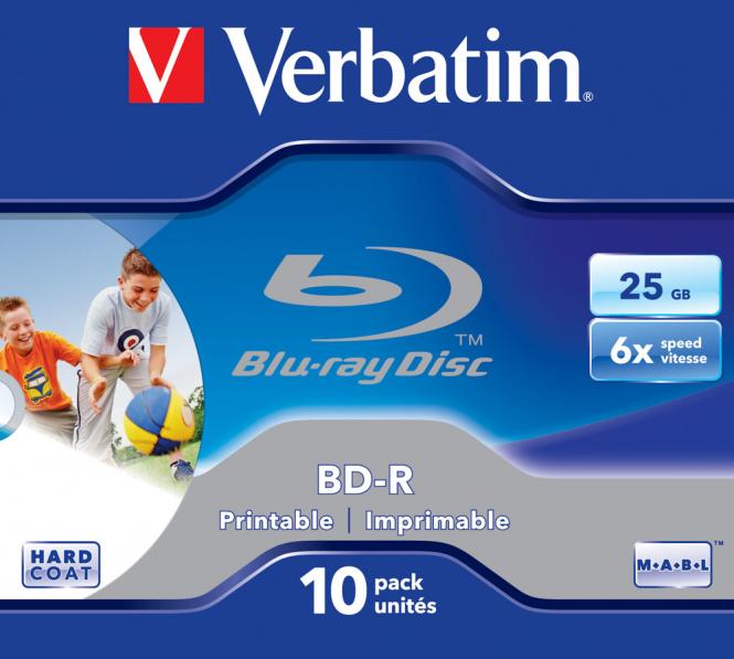 BD-R SL 25 Go 6x imprimables, lot de 10, boîtier « Jewel Case », 10 pièces 