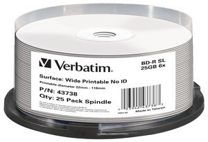 BD-R SL 25 Go 6x, imprimables, lot de 25 disques en spindle - Marque inconnue 
