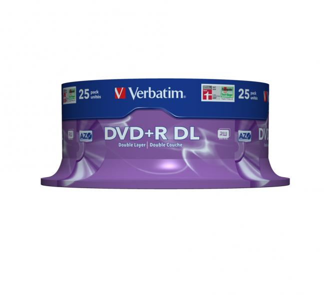 DVD+R double couche 8x, argent mat, lot de 25 disques, 8,5 Go DVD+R DL, 25 pièces 