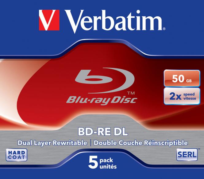 BD-RE DL 50 Go, lot de 2 x 5, boîtier « Jewel Case », 5 pièces 