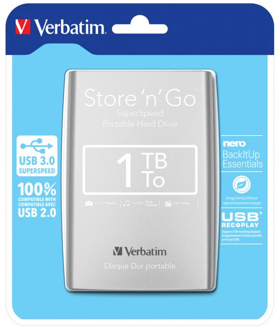 VERBATIM Store n Go 2.5-Zoll (6.35cm) 1TB USB 3.0 SILVER 