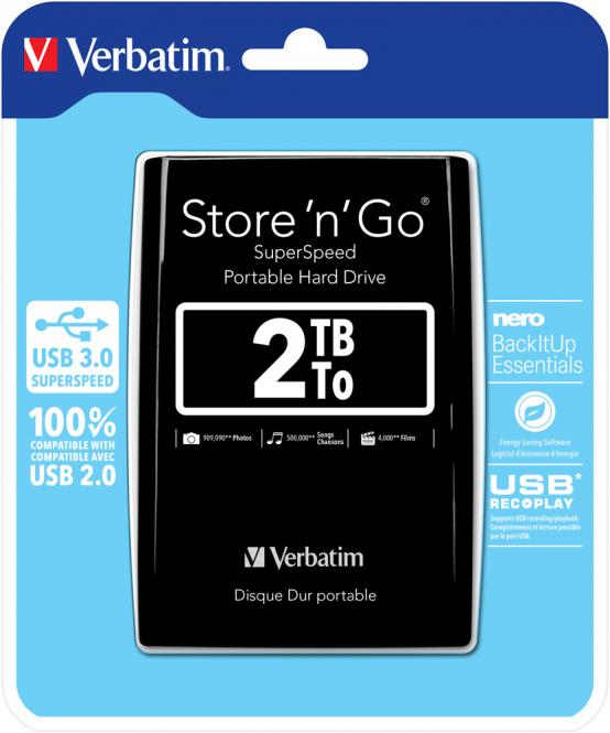 VERBATIM Store n Go 2.5-Zoll (6.35cm) 2TB USB 3.0 BLACK 