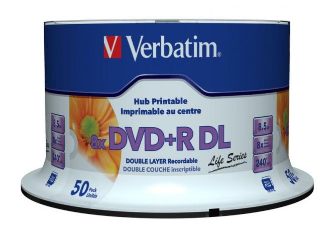 DVD+R DOUBLE LAYER 8.5GB 8X WIDE PRINTABLE SURFACE INVERSE STACK 